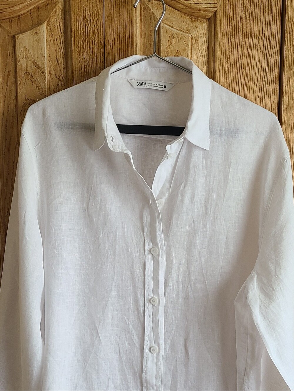 Zara White Linen Button Front Blouse - Picture 4 of 9